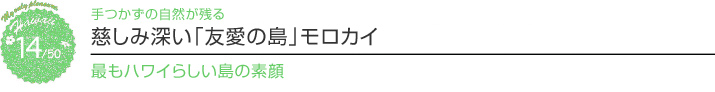 【ハワイを楽しむ50の方法】Vol.15 慈しみ深い「友愛の島」モロカイ