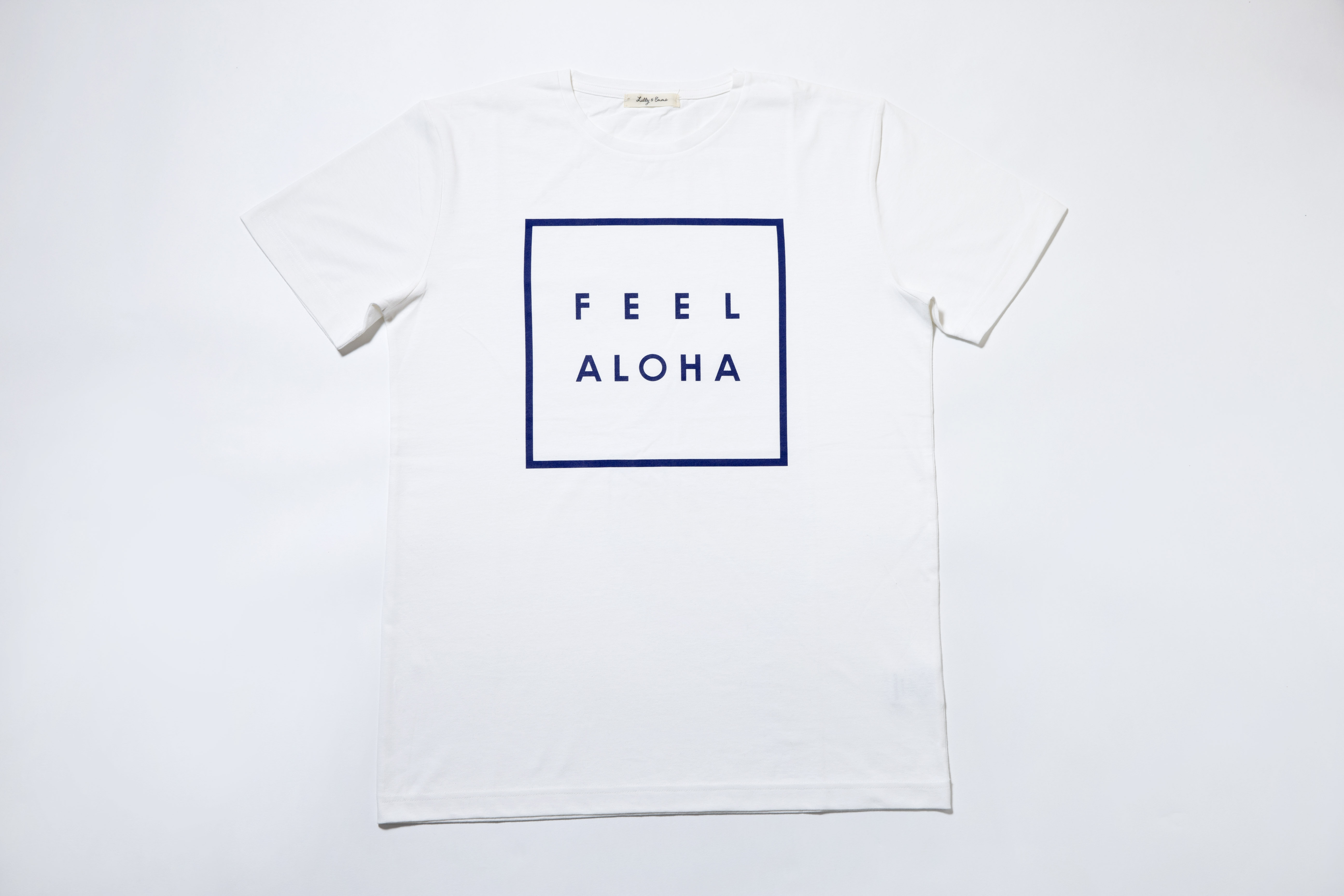 FEEL ALOHA Tシャツ（白×ネイビー）