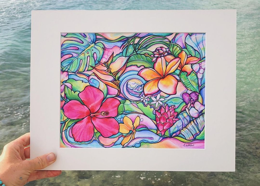 スタンドは付属しません油彩原画 ハワイアンアート「TropicalWave3」HawaiianArt