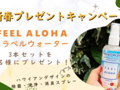 【新春プレゼントキャンペーン】ハワイアンデザインの除菌・洗浄・消臭スプレー「FEEL ALOHAトラベルウォーター」3本セットを7名様にプレゼント！