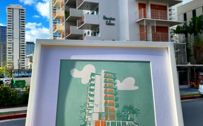 ホノルルのミッドセンチュリーモダン建築物を描く、異色のイラストレーターMatías Solario