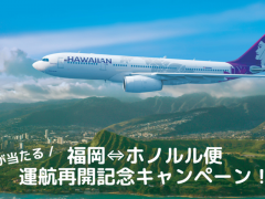 ハワイアン航空 ≪ 福岡 ⇔ ホノルル便 ≫ 再開記念キャンペーン開催中