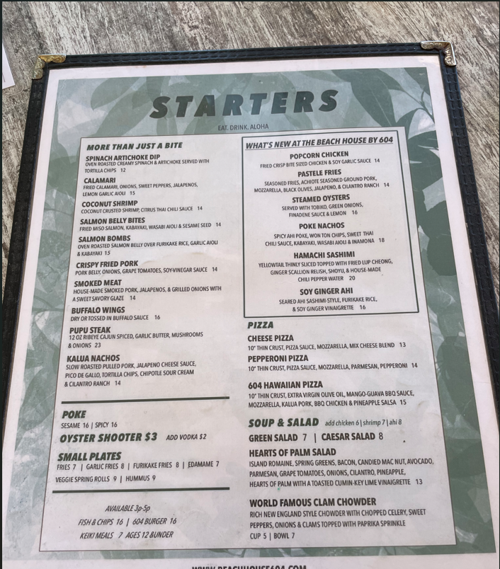 menu